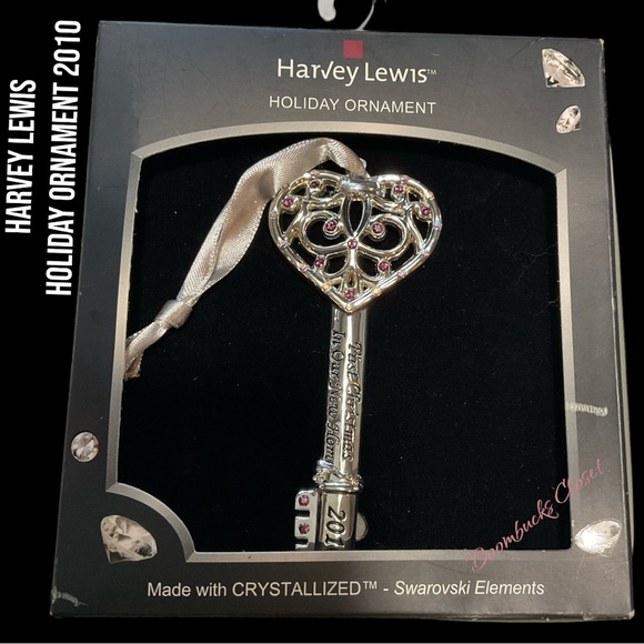 Harvey Lewis Holiday Ornament Our first Home 2010 Silver Key Swarovski ornament - Picture 2 of 15